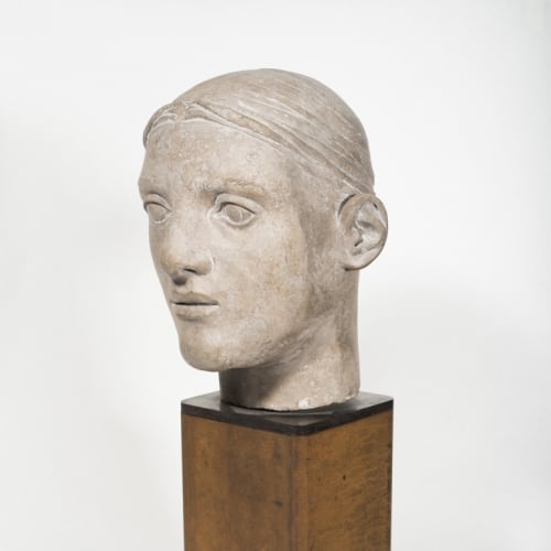 Diana Moore Small Grey Head 1989 Cast concrete and steel 24 3/4 x 9 x 11 1/2 in.
