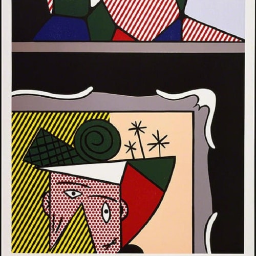 Roy Lichtenstein Two Paintings, 1984 Woodcut, lithograph, silkscreen with collage 45.88 x 39.06 inches Signed, numbered, dated: 37/60 R Lichtenstein ‘84 For sale at Surovek Gallery