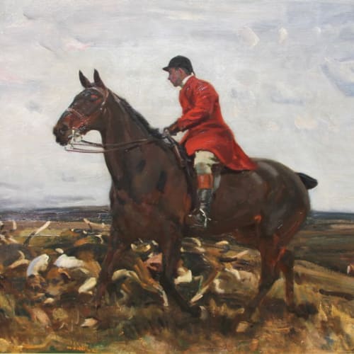 Sir Alfred J. Munnings Hounds and Huntsman, North Cornish Hunt, c.1914 Available at Select Fine Art