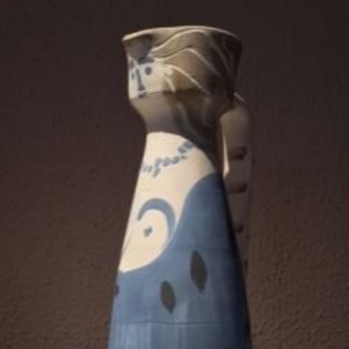 Pablo Picasso Femme, 1955 Partially glazed terra-cotta pitcher 12.87 inches in height, Edition:100, Stamped: Madoura Plein Feu/D’Apres Picasso For sale at Surovek Gallery © 2022 Estate of Pablo Picasso / Artists Rights Society (ARS), New York