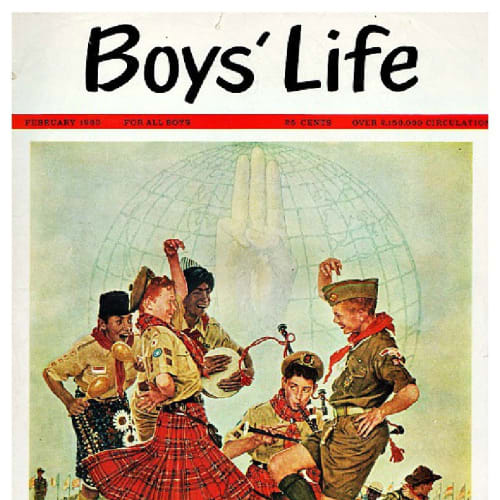 Norman Rockwell A Good Sign All Over the World. Boys’ Life magazine cover. 1963