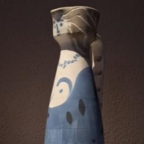 Pablo Picasso Femme, 1955 Partially glazed terracotta pitcher, 12.87 inches in height, Edition: 100 Stamped: Madoura Plein Feu/D’Apres Picasso For sale at Surovek Gallery © 2022 Estate of Pablo Picasso / Artists Rights Society (ARS), New York