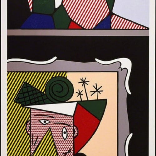 Roy Lichtenstein Two Paintings, 1984 Woodcut, lithograph, silkscreen with collage 45.88 x 39.06 inches Signed, numbered, dated: 37/60 R Lichtenstein ‘84 For sale at Surovek Gallery