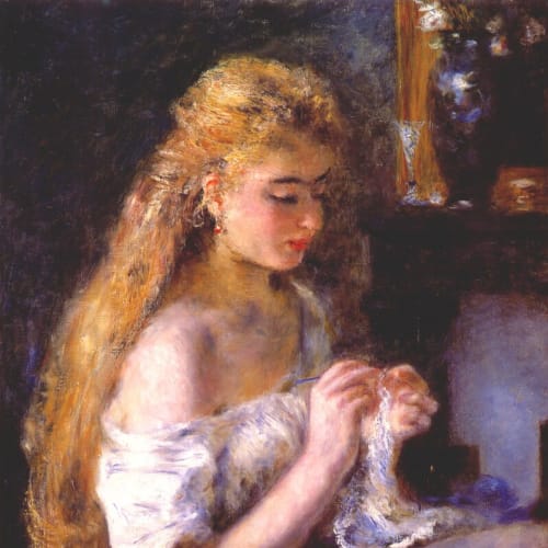 Pierre-Auguste Renoir Girl Crocheting, 1875