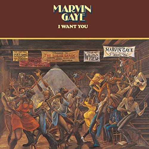 Ernie Barnes’ Sugar Shack painting on the cover of Marvin Gaye’s ‘I Want You’ album, 1976.