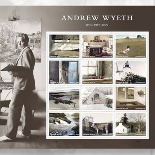 The Andrew Wyeth commemorative stamps will celebrate the artist’s birth centenary.