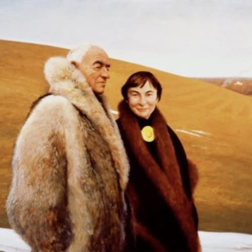 Bo Bartlett Painter’s Crossing, 1996 A painting of Andrew and Betsy Wyeth and Wyeth’s model, Helga Testorf