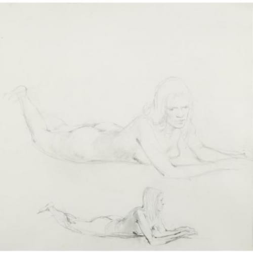 Andrew Wyeth Helga, Nude, 1973 Verso of double-sided work 23 3/16 x 29 inches Pencil signed: A. Wyeth For sale at Surovek Gallery