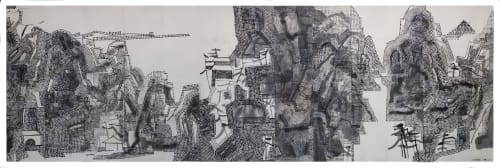 Wang Jieyin 王劼音 Abundant Beauty of Landscape《江山勝景圖》, 2019 Ink on paper 紙上水墨 136 x 426cm