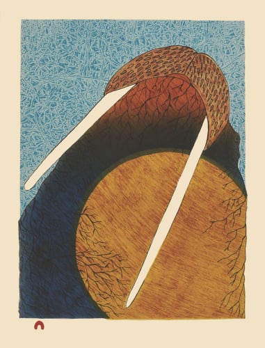 Ningiukulu Teevee Sunset Walrus, 2022 Lithograph / lithographie 16 3/8 x 24 3/4 in 41.6 x 63 cm
