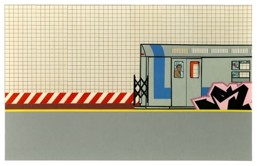 Greg Lamarche Leaving the Station, 2017 Hand cut paper collage 10 x 15 3/4 in 25.4 x 40.0 cm
