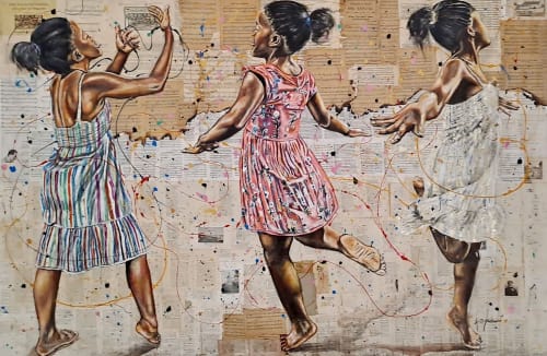 Andrew Ntshabele Multilayered Memories 2, 2023 Acrylic on vintage documents 201 x 298 x 4 cm