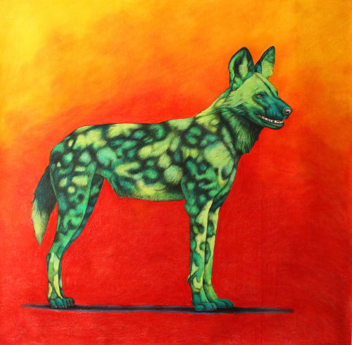 John Moore About to Make the First Move (Red Wild Dog), 2021 Charcoal and pastel 166 x 170 x 4 cm
