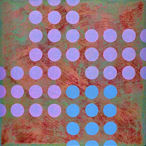 Christa Stephens Blueprint, 2023 acrylic, colored pencil & flashe on cradled panel (white floater frame - not pictured) 9 1/2 x 9 1/2 x 2 in 24.1 x 24.1 x 5.1 cm
