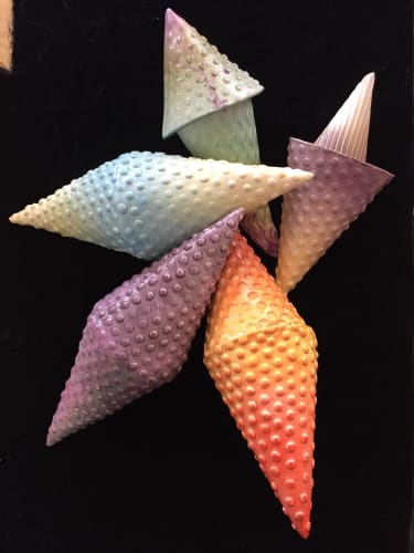 Mario Quilles Deep Ocean Squid 1-4 Airbrush finish Fired at .06 Stoneware Clay 5 1/2 x 14