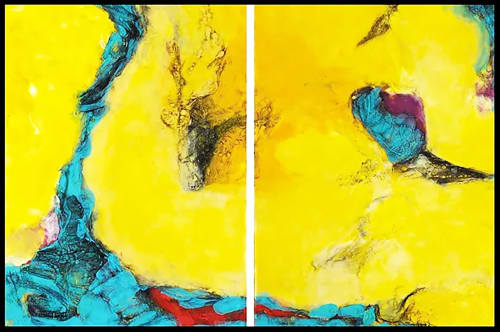 ELLEN KOMENT A Long Day's Journey, 2018 Encaustic on Panels (Dyptich) 60 x 40 in 152.4 x 101.6 cm