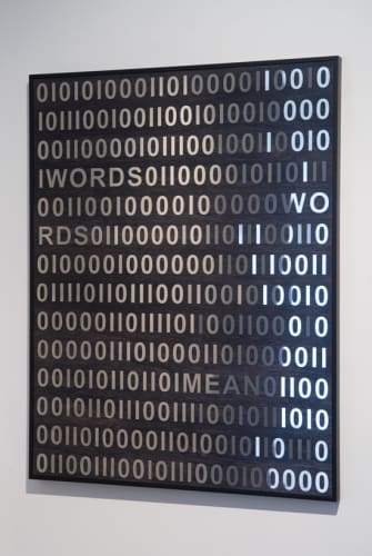 Brigita Ozolins There are words and words, 2015-2016 stained and varnished marine ply, stainless steel, framed 105 x 82cm