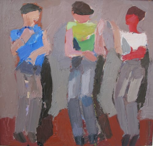 JULIAN BAILEY Three dancing figures oil on board 14 1/2 x 15 1/2 in 36.8 x 39.4 cm