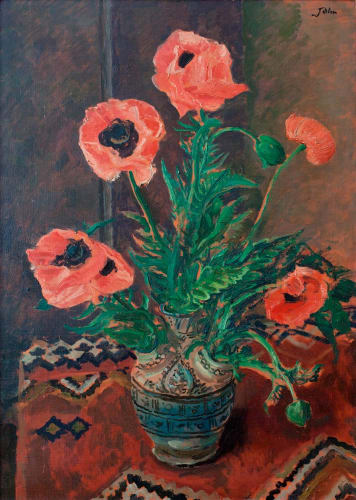 AUGUSTUS JOHN Still Life of Poppies oil on canvas 36 x 26 in 91.4 x 66 cm