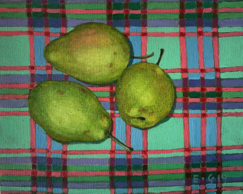 ED GILBERT Pears, 2019 oil on board 8 x 10 in. / 20.3 x 25.4 cm.