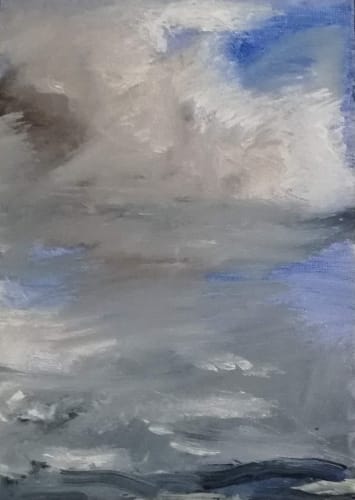 LINDY GUINNESS Cumulonimbus, King of the Clouds, 2018 oil on board 7 x 5 in 17.8 x 12.7 cm