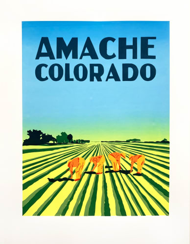 Lois Harada Amache, from the Wish You Were Here Series, 2022 screenprint 28 x 22 inches Edition of 10