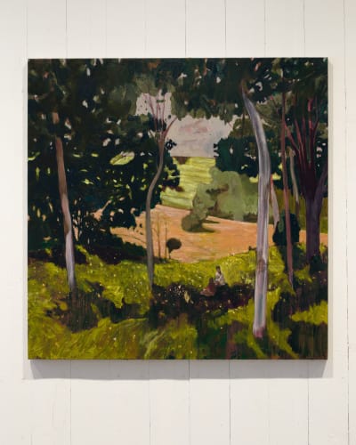 Ben Crawford A Meeting at the Well, 2022 Oil, acrylic, oil stick and charcoal on linen 112 x 112 cm