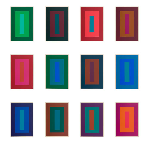 Nici Bungey #Jazz I, 2020 Acrylic on Japanese Paper This is made up of 12 individual works, each framed in its own frame. 90 x 97 cm Grid measures approx 90cm high x 97 cm wide depending on spacing between frames. Each artwork measures 18.7 x 12.5 cm unframed and 26 x 19 cm framed and are individually framed.