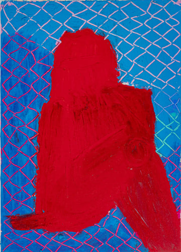 Virgil Baruchel the only way to fix a fence is with bolt cutters, 2021 oil pastel and oil stick on paper 7 x 5 in. 17.8 x 12.7 cm