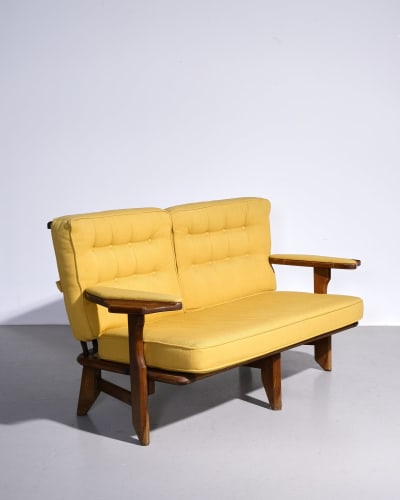 Guillerme et Chambron, Curved Sofa with Slatted Back