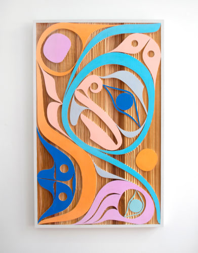 Rande Cook Beaver, 2018 Sandblasted red cedar and acrylic 48 x 30 x 2 inches 121.9 x 76.2 x 5.1 cm
