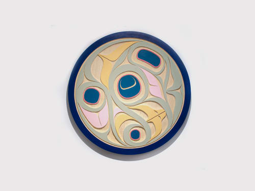 Rande Cook Every Breath You Take, 2024 Sandblasted yellow cedar, acrylic paint 31 inch diameter 78.7 cm