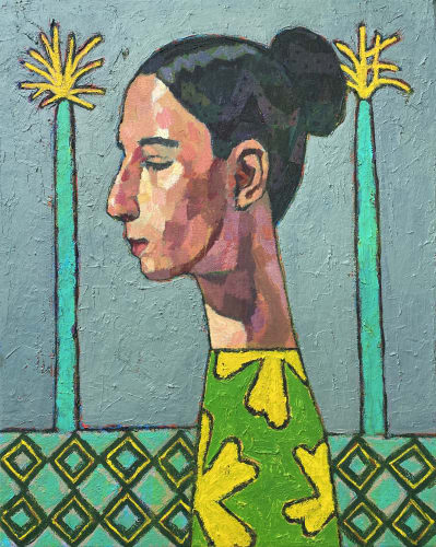 Meirion Ginsberg, Gwisg Blodau (Melyn-Gwyrdd) | Flower Dress (Yellow-Green), 2023