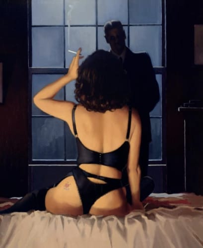Jack Vettriano OBE 'Round Midnight (Signed Limited Edition Print), 2014 Giclee 30 x 24.5 cm 11 3/4 x 9 5/8 in Edition of 150 plus 30 artist's proofs Séries: From The Red Room Collection Signed by Vettriano in Pencil in the Margin.