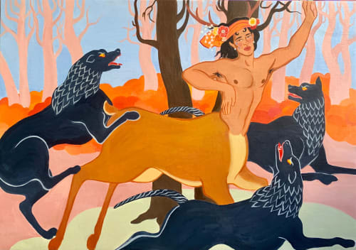 Richie Nath Must I Go On Pretending, 2023 acrylic on canvas 92 x 65 cm Series: The Wounded Fawn