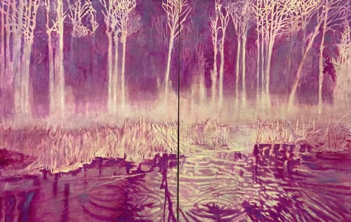 Ségolène Kan It cannot always be night, 2023 acrylic, oil, mastic, spray paint on linen 146 x 230 cm 57 ½ x 90 ½ ins