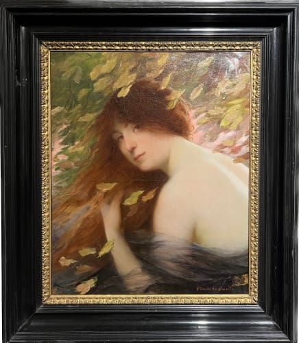 Pierre Sezille des Essarts L'automne, 1908 Huile sur toile 33 1/8 x 28 3/8 in 84 x 72 cm 61 x 50 cm sans son cadre Signé en bas à droite Notre tableau a été exposé en 1908 sous le numéro 924 à l'Exposition Industrielle Internationale de Toulouse