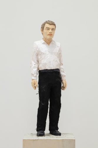 Stephan Balkenhol Man (White Shirt & Black Trousers), 2024 Painted wawa wood 67 2/8h x 11 3/8w x 9 5/8d in 171.0h x 29.0w x 24.5d cm