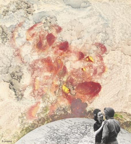 Pierre Jahan 1944...., ca. 1970 Photo collage sur décalcomanie. 22,5 x 20,5 cm Unique Signed on the lower left and titled by the artist on the back.