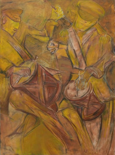 Krishen Khanna, Untitled (Bandwallas in Ochre), 2014