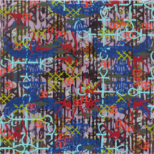 Julie W. Chang Horusankheye, 2021 acrylic and resin on panel 11 3/4 x 11 3/4 x 1 1/2 in 29.8 x 29.8 x 3.8 cm