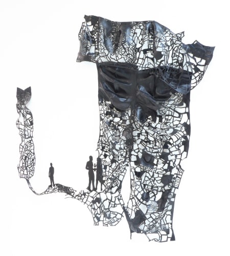 Alexandre Kyungu Mwilambwe The Scar of the Earth V, 2022 cut rubber (car tire inner tube) 74 3/4 x 62 5/8 x 1 5/8 in 190 x 159 x 4 cm