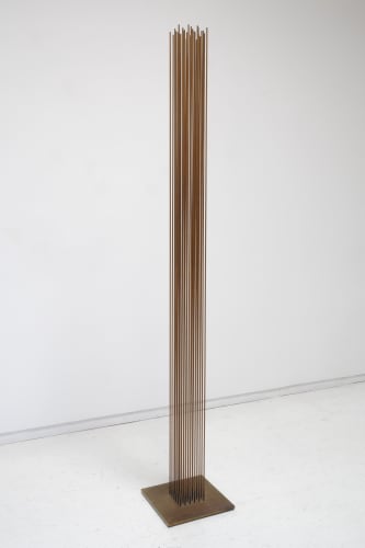 Harry Bertoia Untitled (from the Sonambient Barn Collection), 1970s beryllium copper on brass plate 88 1/2 x 13 7/8 x 13 7/8 in 224.8 x 35.2 x 35.2 cm Rod layout: 6 x 6 (36 total rods)