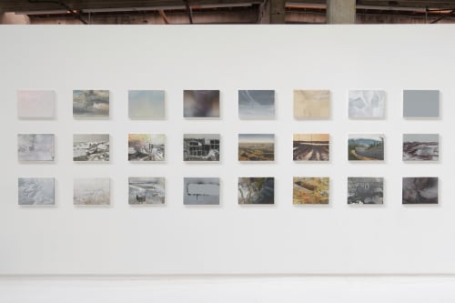 Bernard Lokai Landscape Block G, 2021 acrylic, oil and dust on canvas (24) 51 1/8 x 183 7/8 in 130 x 467 cm