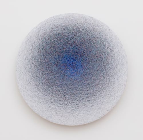 Emil Lukas spaced rings #2144 thread, wood, plaster, paint, nails 16 3/4 x 16 3/4 x 2 1/2 in 42.5 x 42.5 x 6.3 cm