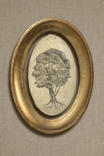 Andrea Collesano Quercia, 2020 Dated 2020 and signed 'Andrea Collesano' on the back of the artwork. Ink on hand prepared paper 5.12 x 3.07ins (13 x 7.8cm) (artwork size) 7.6 x 5 .51ins (19.3 x 14cm) (framed size)