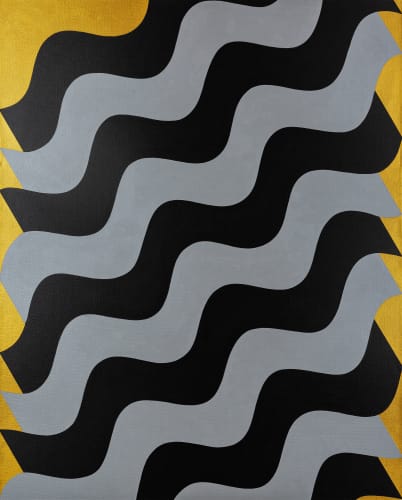 Mohamed Melehi, Moucharabieh, Grey on Black, 2020