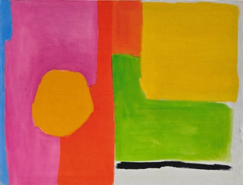 Edward Zutrau Kamakura, 1963 Oil on linen 38 1/2 x 51 inches Signed, dated "5/19/1963" and titled on verso