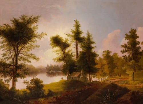 Thomas Doughty, Landscape with Pine Trees and House, circa 1835