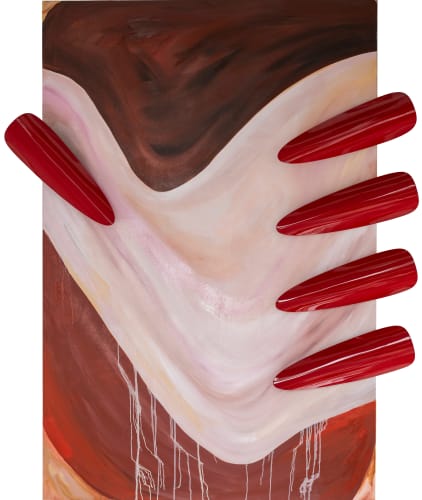 Makiko Harris Squeeze II, 2024 oil and acrylic on canvas, powder coated aluminium 180 x 120 x 4 cm 72 x 48 in